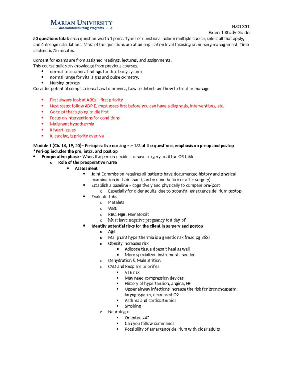 Nsg 331 Exam 1 Study Guide Nsg 331 Exam 1 Study Guide 50 Questions Total Each Question Worth Nsg 331 Exam 1 Study Guide Nsg 331 Exam 1 Study Guide 50 Questions Total Each Question Worth