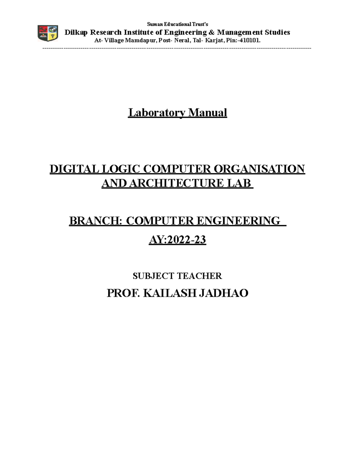 Exp 2 DLCA - sadsad - Dilkap Research Institute of Engineering ...