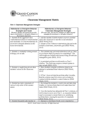 SPD-208 RS T4 Classroom Management Matrix - Classroom Management Matrix ...