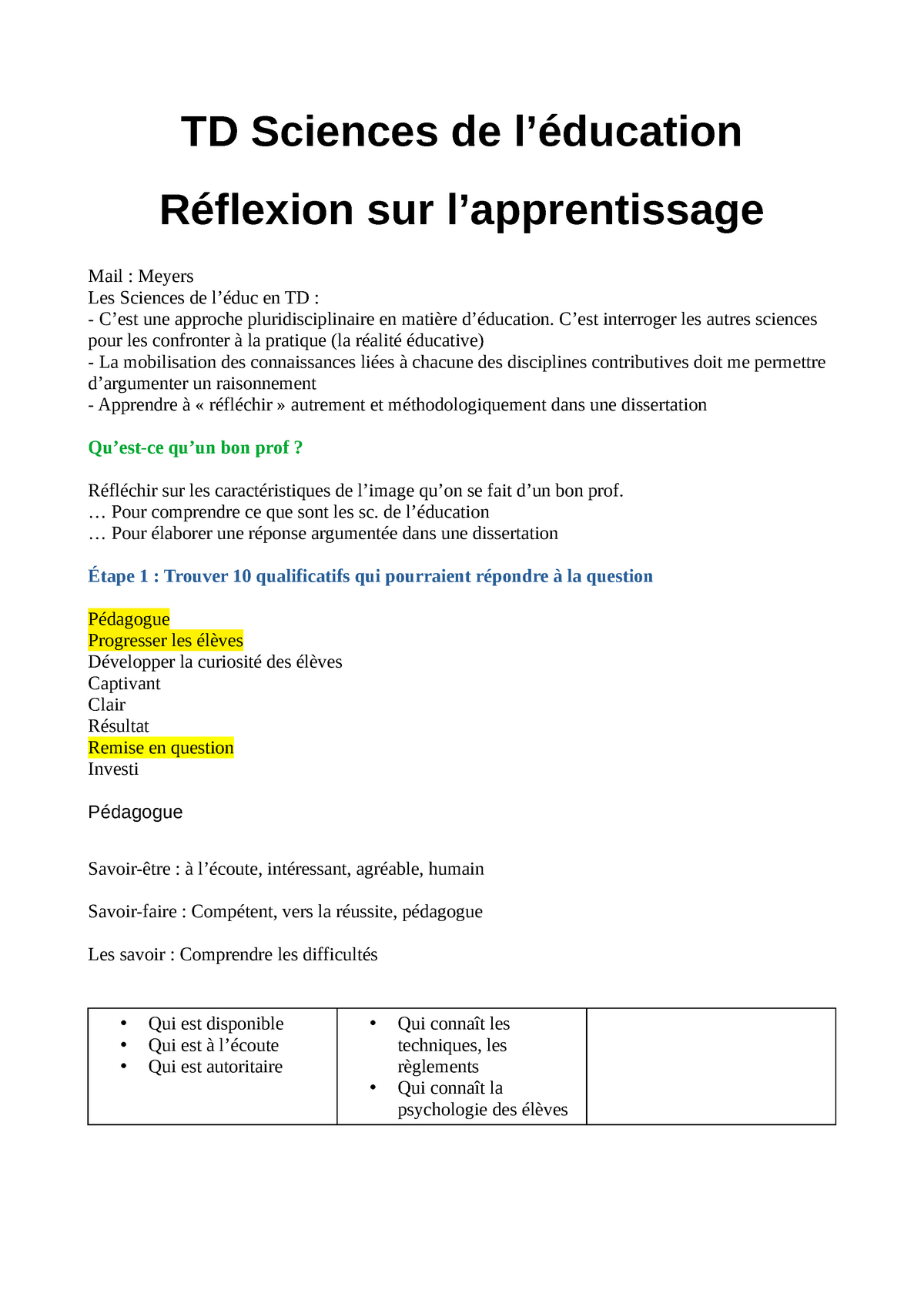 qu'est ce qu'un bon prof dissertation