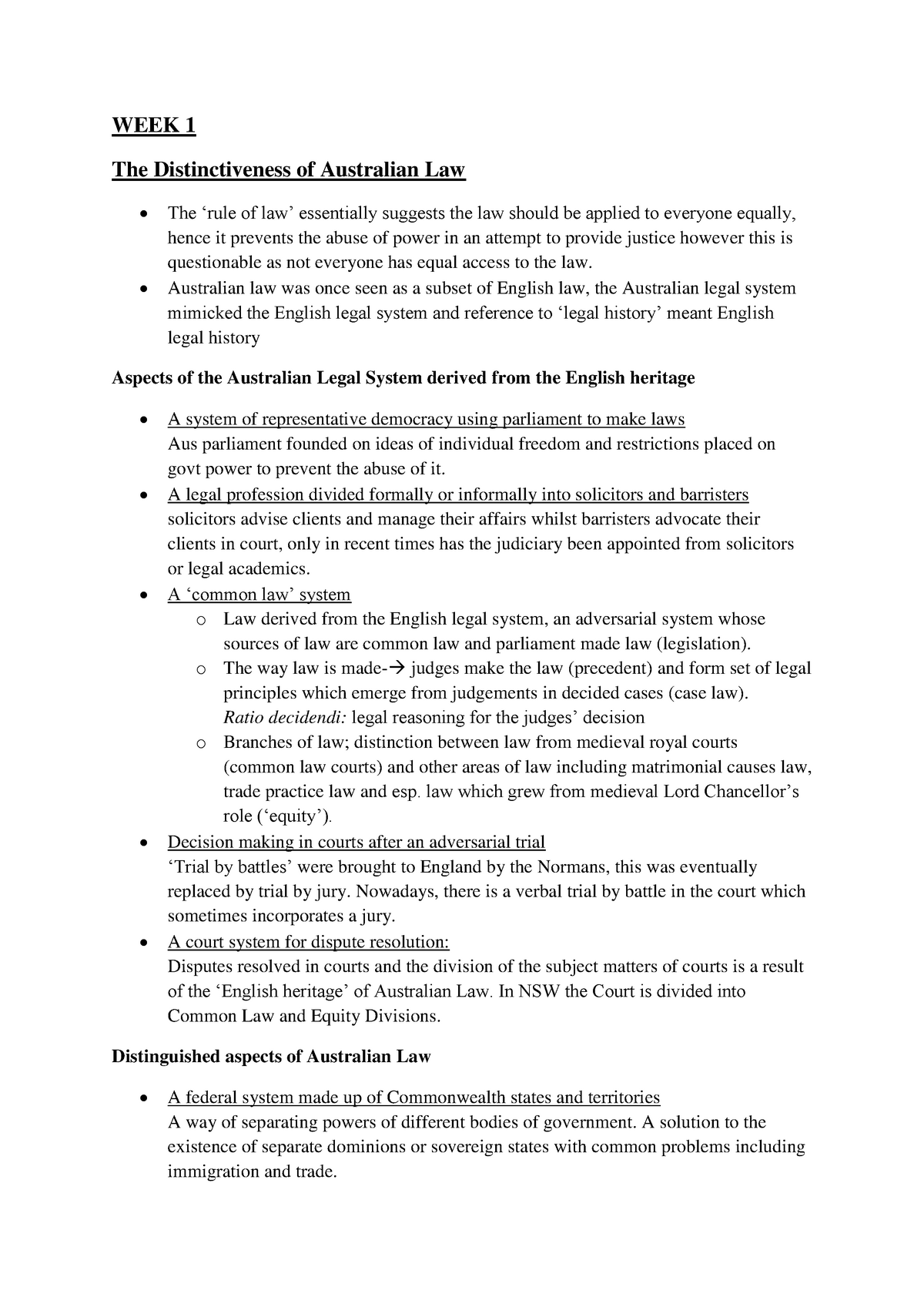 Laws 1052 Notes Summary Introducing Law Justice Studocu