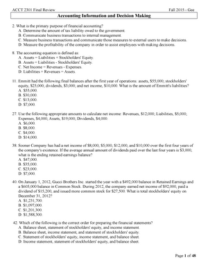 ACCT EXAM2 PREP - Exam 2 Test Review - ACCT 2301 Exam 2 Practice ...