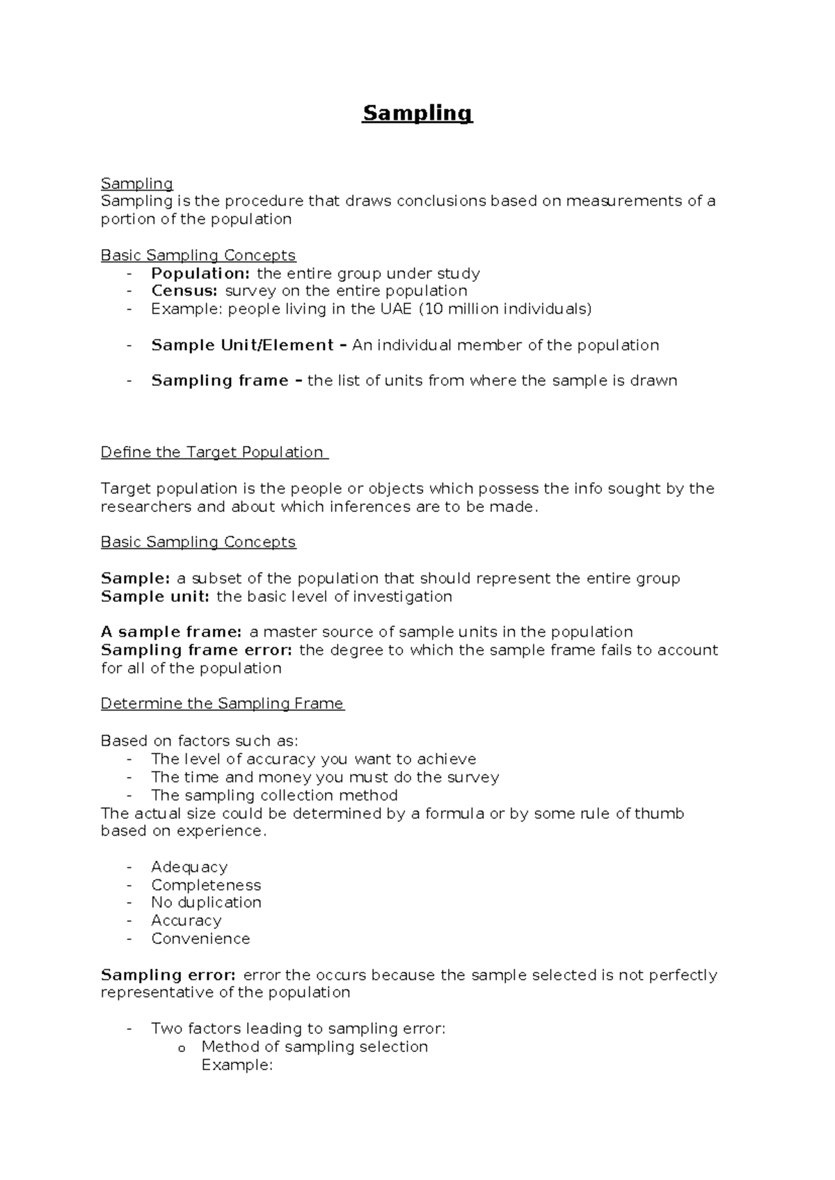 Sampling lecture 6 - Sampling Sampling Sampling is the procedure that ...