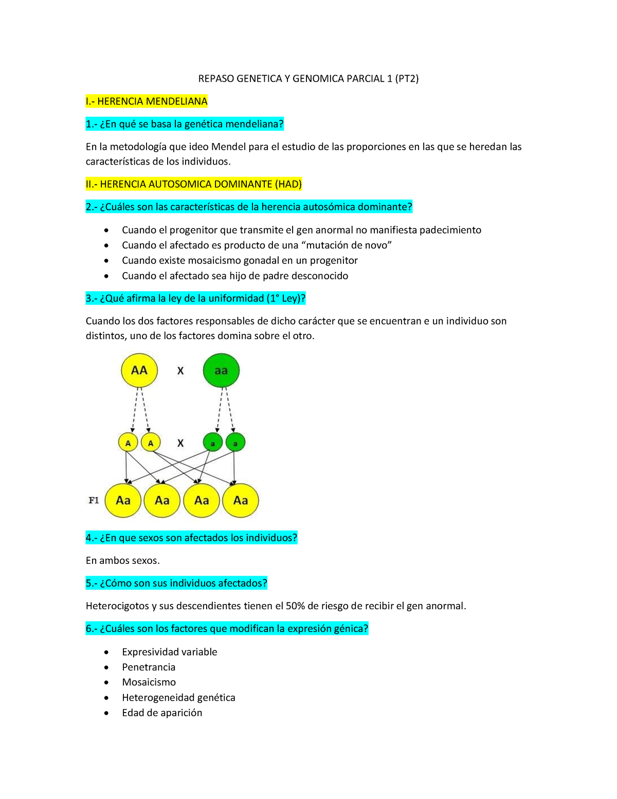 Repaso Genetica Y Genomica Parcial 1 - REPASO GENETICA Y GENOMICA ...