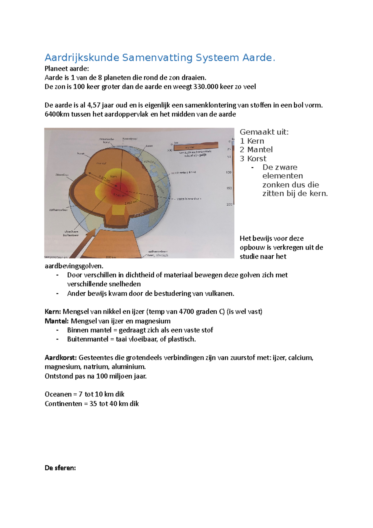 Aardrijkskunde Samenvatting Systeem Aarde - Planeet Aarde: Aarde Is 1 ...