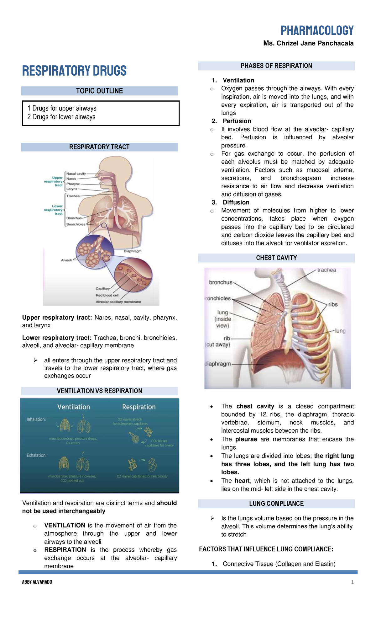 Respiratory drug trans - pharmacology Ms. Chrizel Jane Panchacala 1 ...