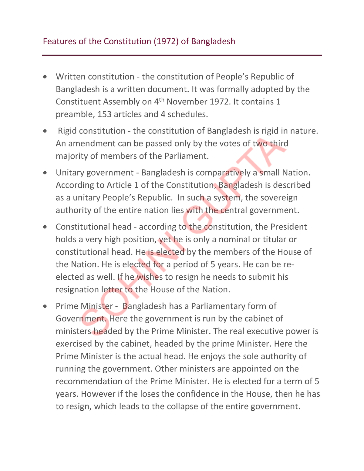 Features Of The Constitution Of Bangladesh English - Features Of The ...