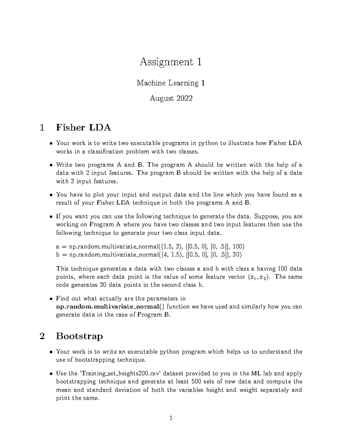 machine learning assignment 1