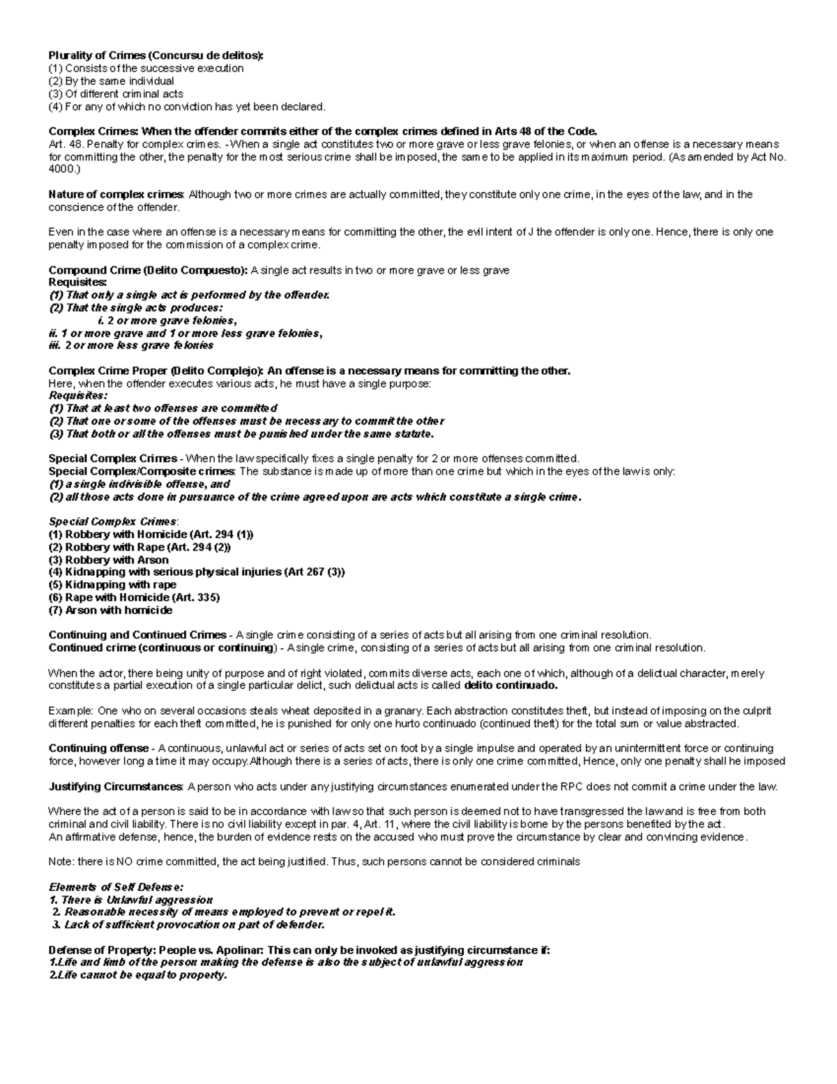 P2-Crim-Law - Laws - Plurality of Crimes (Concursu de delitos): (1 ...