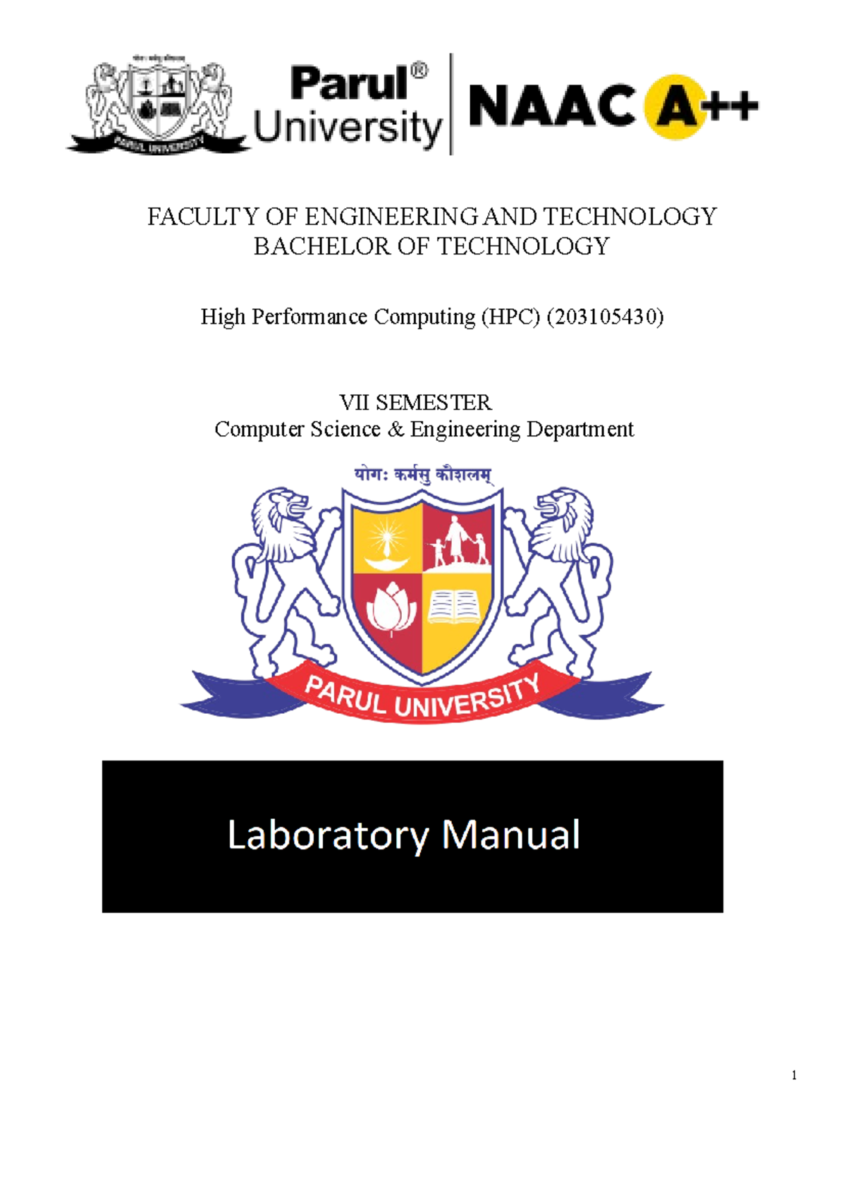 HPC - manual - FACULTY OF ENGINEERING AND TECHNOLOGY BACHELOR OF ...