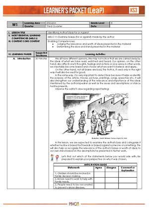 Q4 STEM General Chemistry 2 Week 1 - W1 Learning Area General Chemistry ...