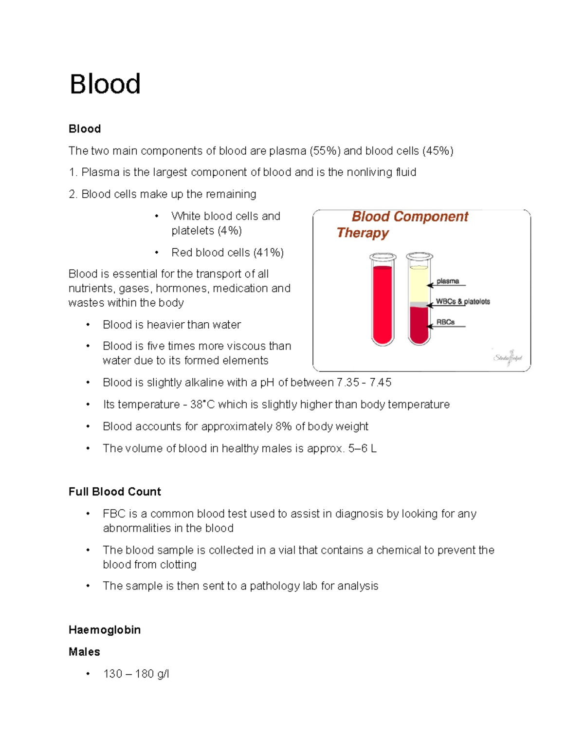 Blood and Transfusion - Blood Blood The two main components of blood ...