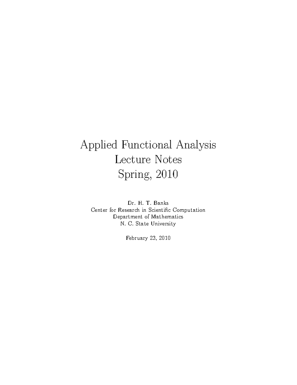 Applied Functional Analysis (2010 ) - H.T. Banks - Applied Functional ...