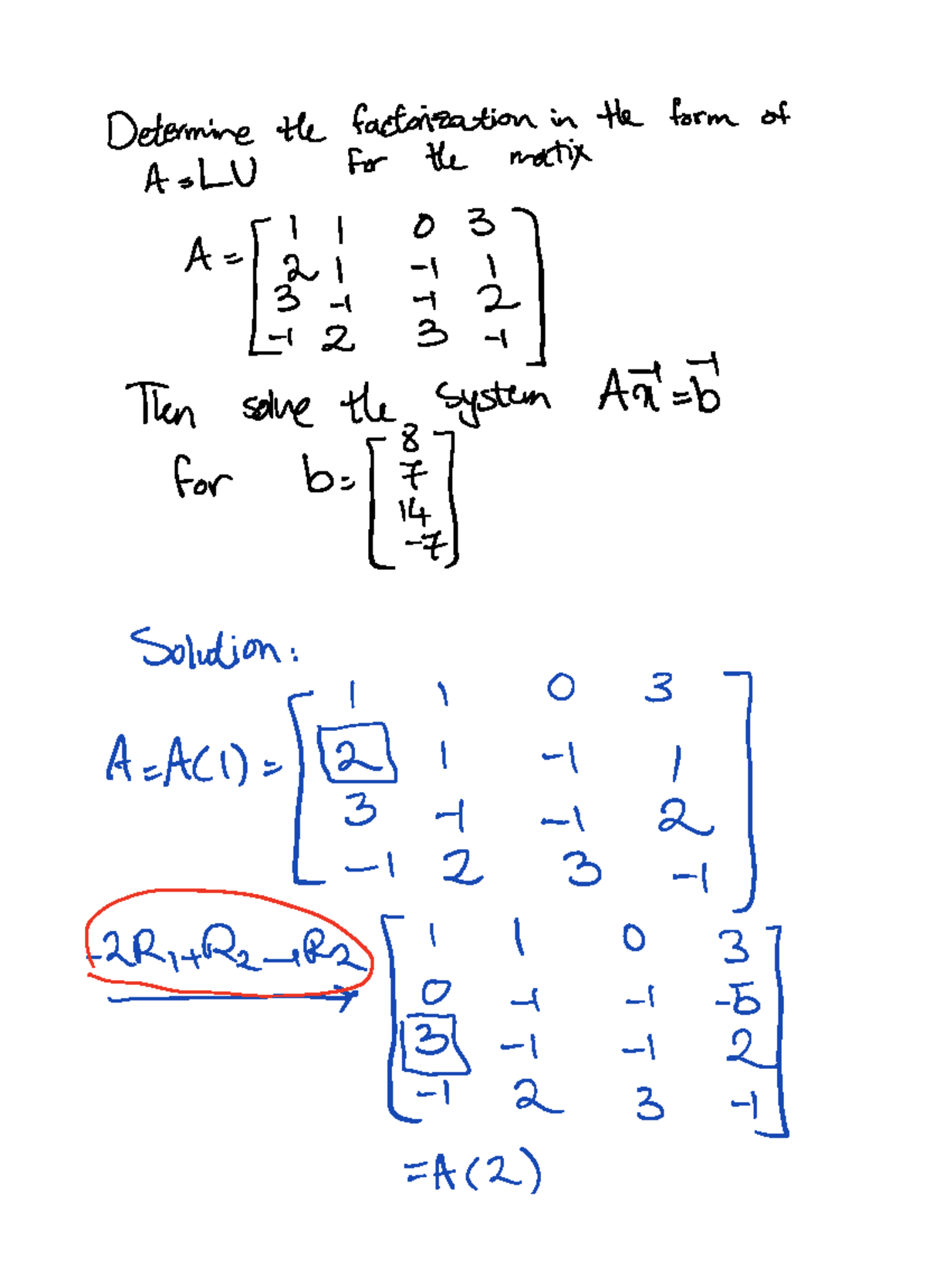 LU Decomosition Example - Determine the factorization in the form of A ...