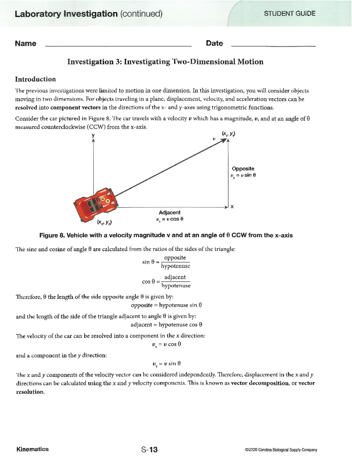 Lab 3 Two Dimensional Motion - PHYS141 - Studocu