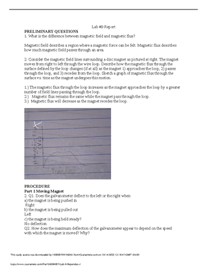 Phy 2049l Lab 8 Lab Report Phy 2049l Lab 8 Magnetic Field Of Solenoid Preliminary Questions Phy 2049l Lab 8 Lab Report Phy 2049l Lab 8 Magnetic Field Of Solenoid Preliminary Questions