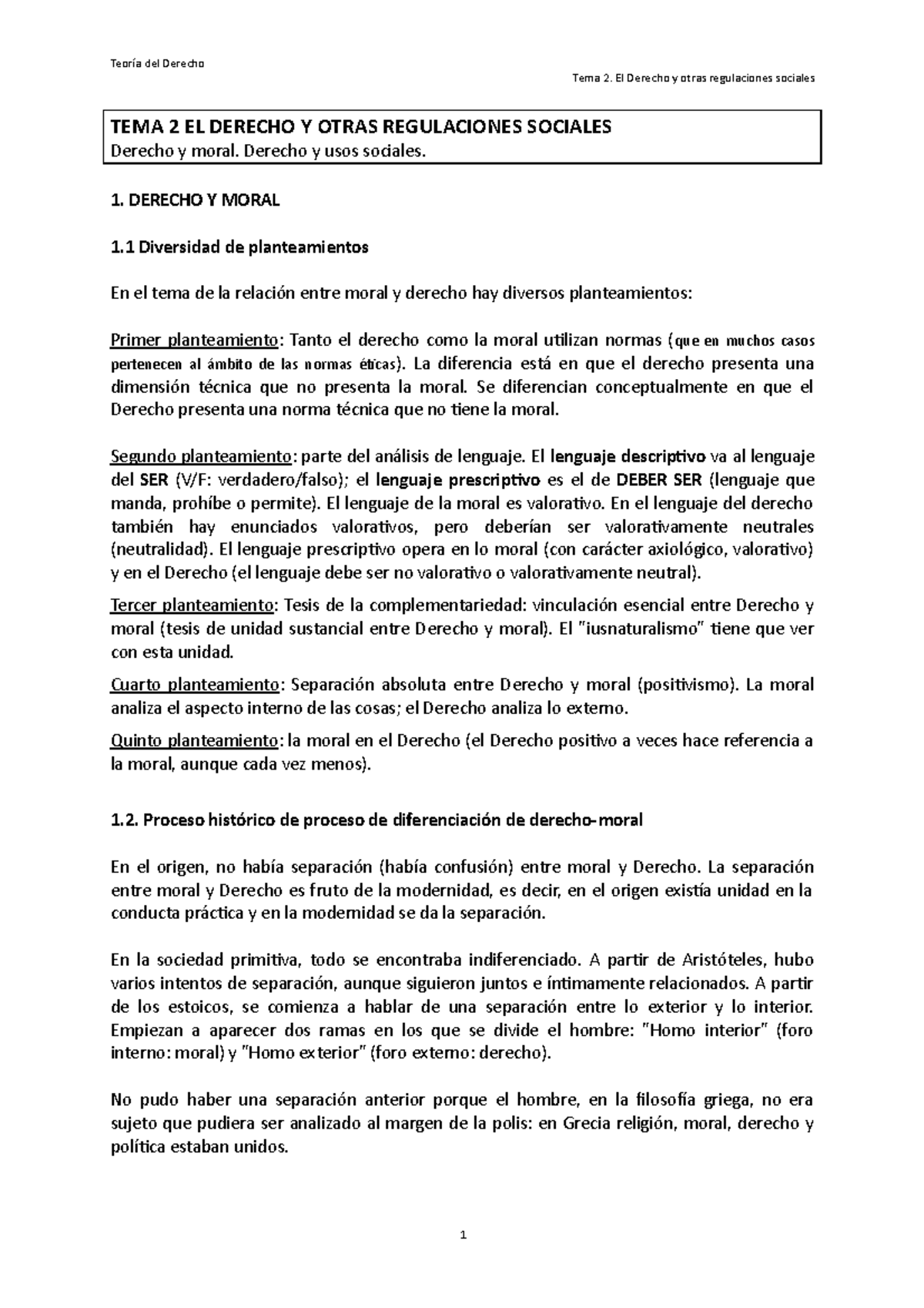 T2 El Derecho y otras regulaciones sociales - Teoría del Derecho Tema 2 ...