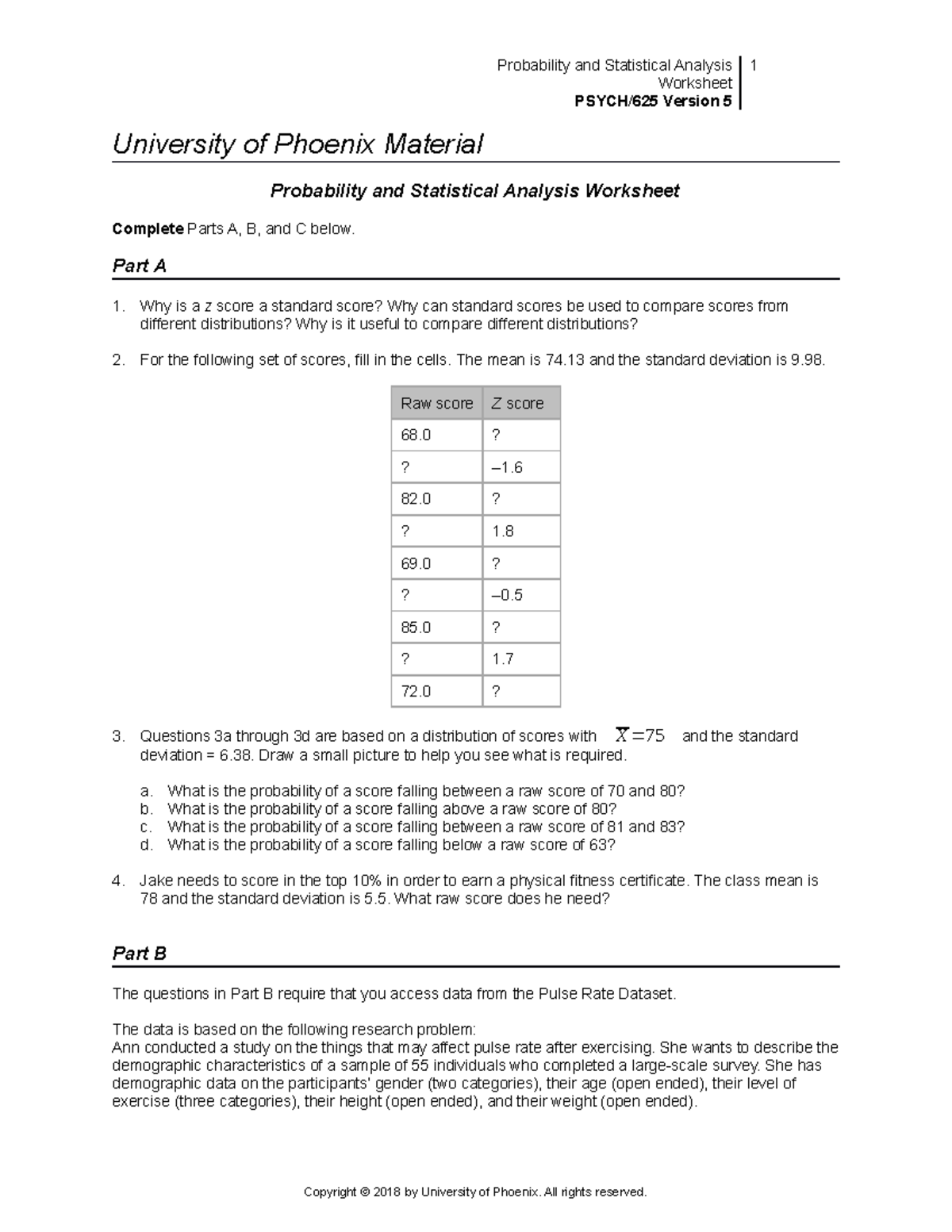 Psych 625r5 Wk2 Probability Statistical Analysis - Probability and ...