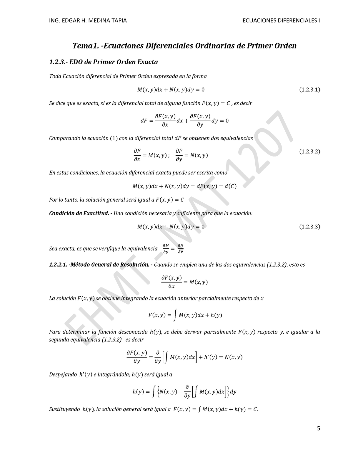 MAT 1207AE TEMA 1-2 - MAT ECUACIONES DIFERENCIALES - Tema1. -Ecuaciones ...