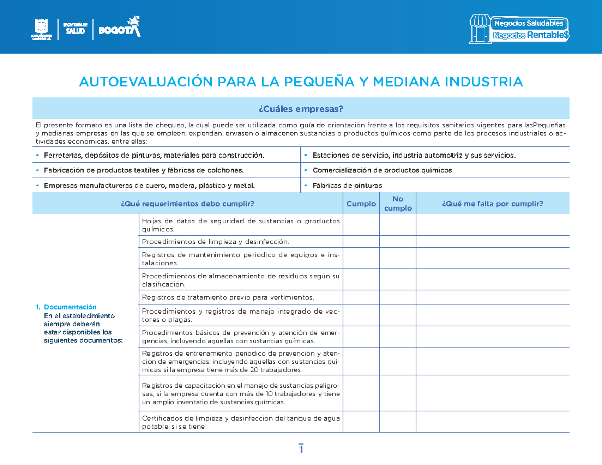 Autoevaluaci¢n Para La Peque§a Y Mediana Industria - 1 AUTOEVALUACIÓN ...