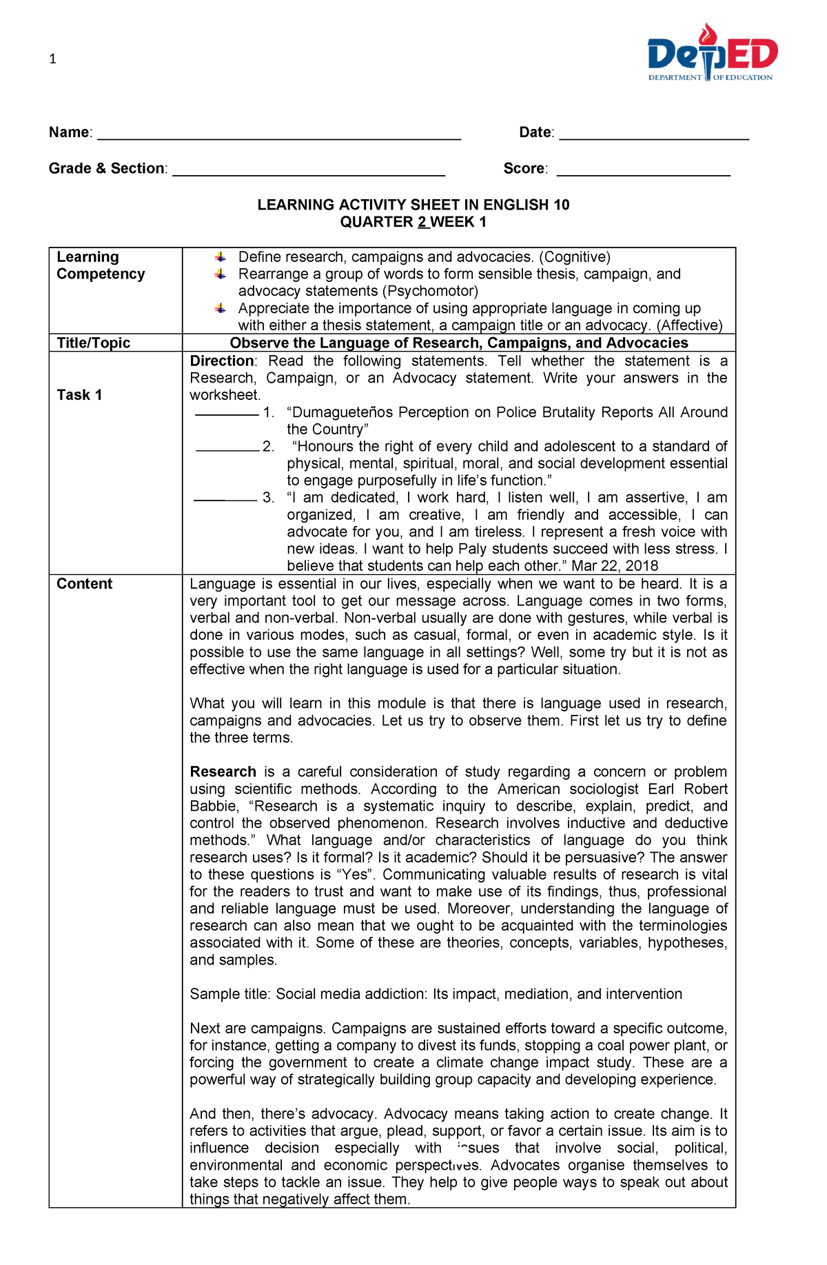 LAS G10 - Philippine Normal UniversityPhilippine Normal ...