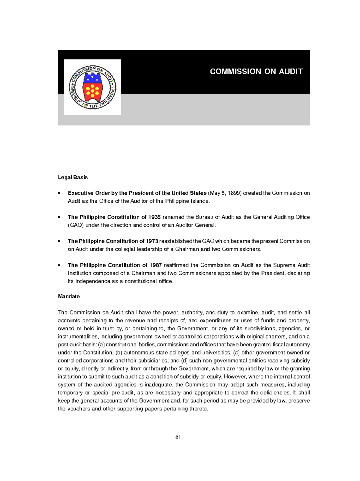 Coa - Notes - Legal Basis Executive Order by the President of the ...