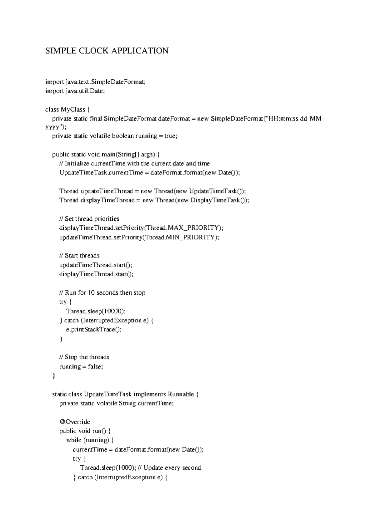 Clockproject - Source code for clock in Java - SIMPLE CLOCK APPLICATION ...