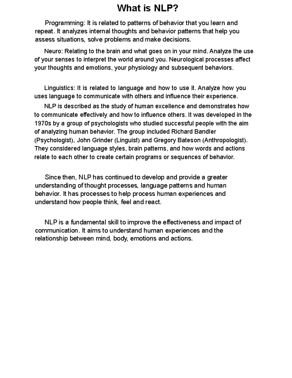 Note 11 - language - What is NLP? Programming: It is related to ...