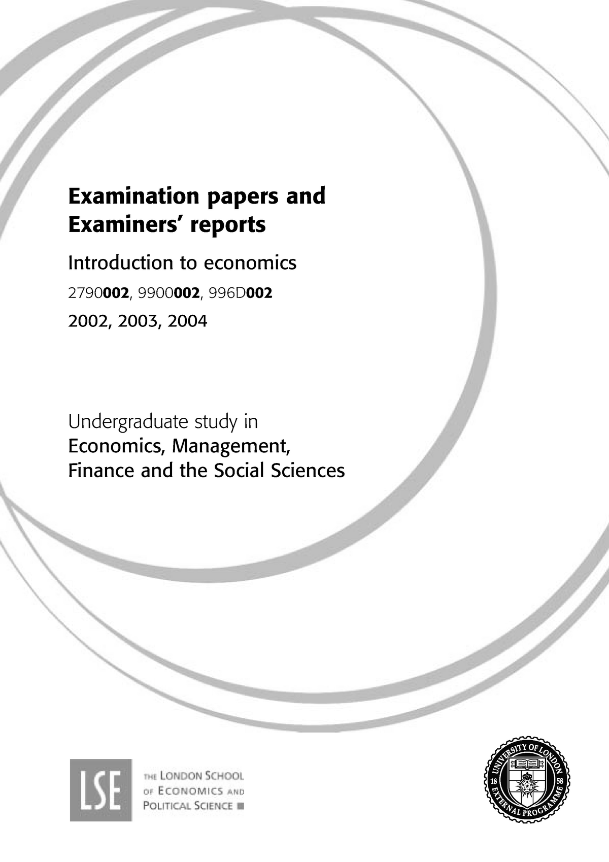 Exam 2011 - Examination Papers And Examiners’ Reports Introduction To ...