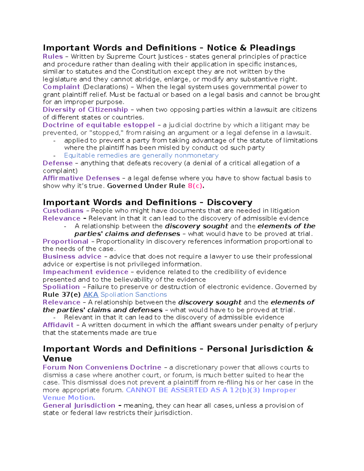 Civil Procedure Course Outline LAW 505 CSU Studocu