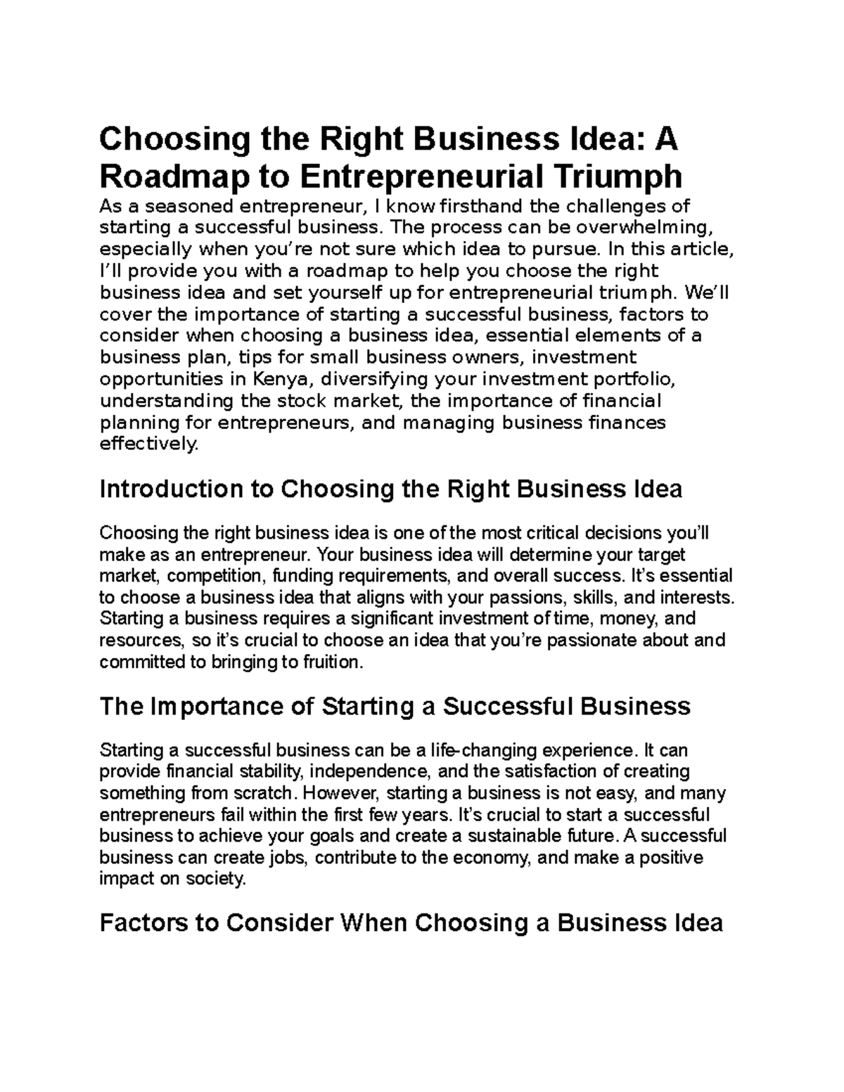 Choosing the Right Business Idea - The process can be overwhelming ...