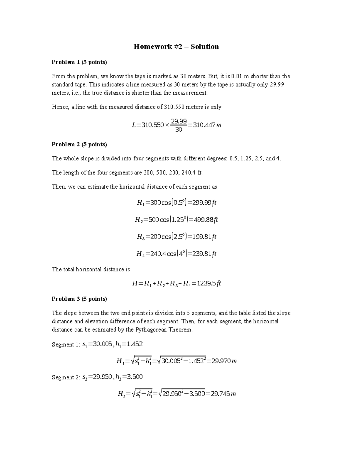 HW2-Soln - Homework 2 Solutions - Homework #2 – Solution Problem 1 (3 ...