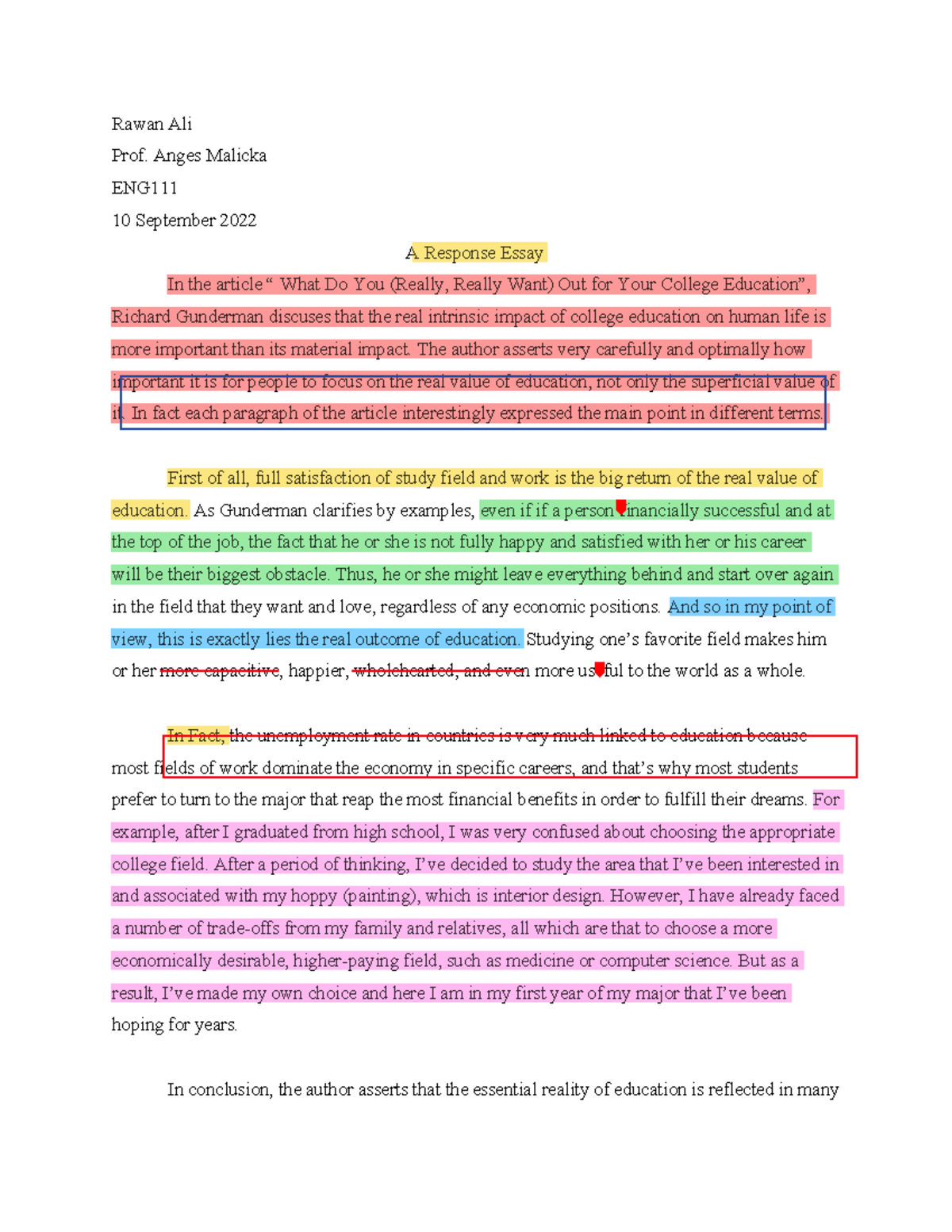 Annotated-Response%20Essay%201 - Rawan Ali Prof. Anges Malicka ENG 10 ...