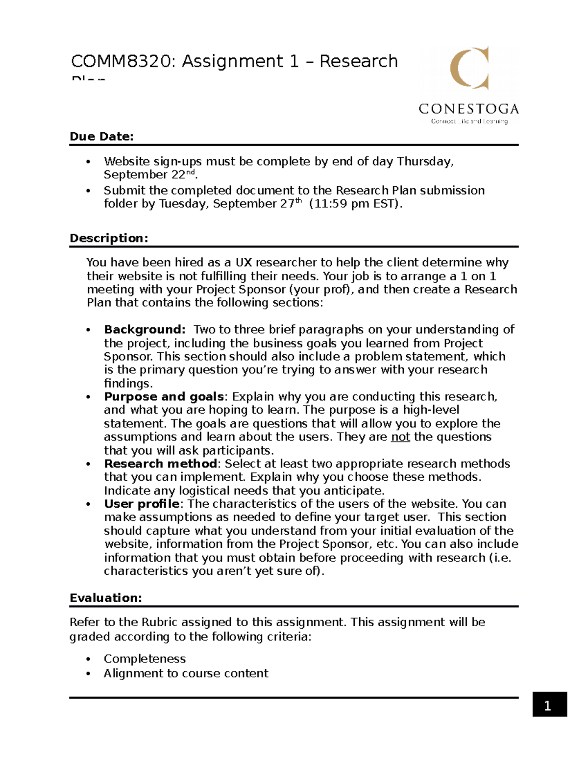 Fall 2022 Research Plan Assignment - Due Date: Website sign-ups must be
