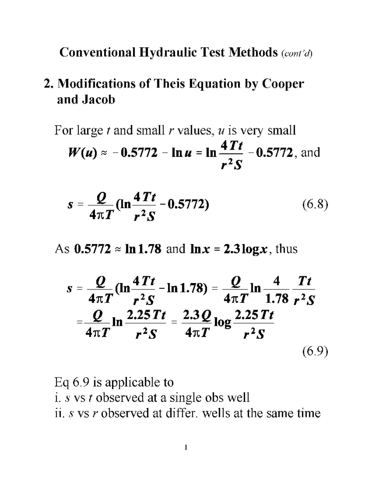 Lecture notes conventional hydraulic test methods BSysE 595 Studocu
