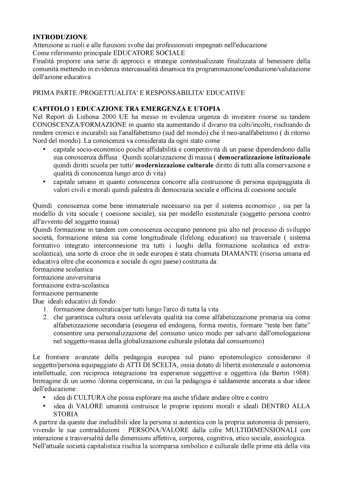 Contesti educativi per il sociale - INTRODUZIONE Attenzione ai ruoli e alle  funzioni svolte dai - Studocu