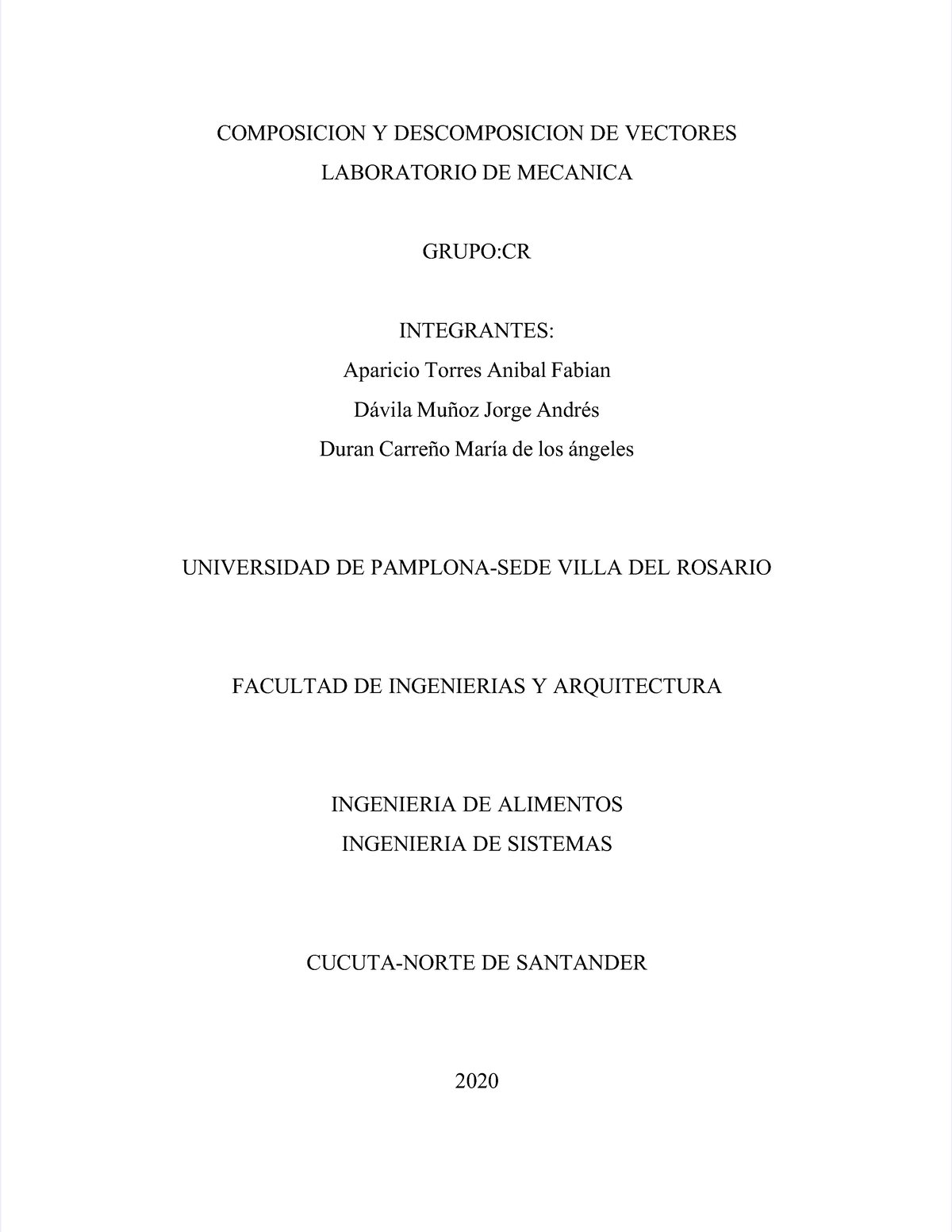 Pdf Informe Composicion Y Descomposicion De Vectores Compress