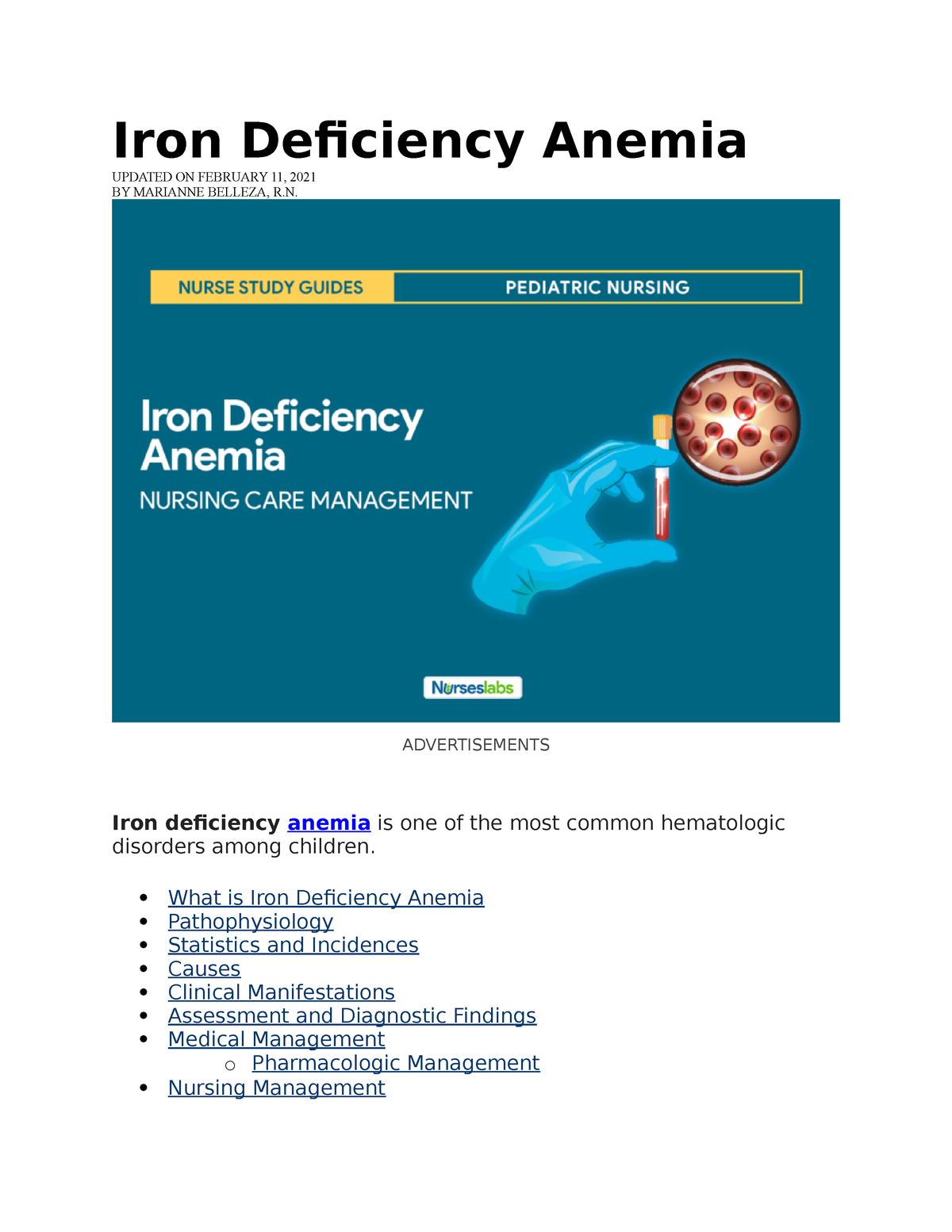 Iron Deficiency Anemia - Iron Deficiency Anemia UPDATED ON FEBRUARY 11 ...