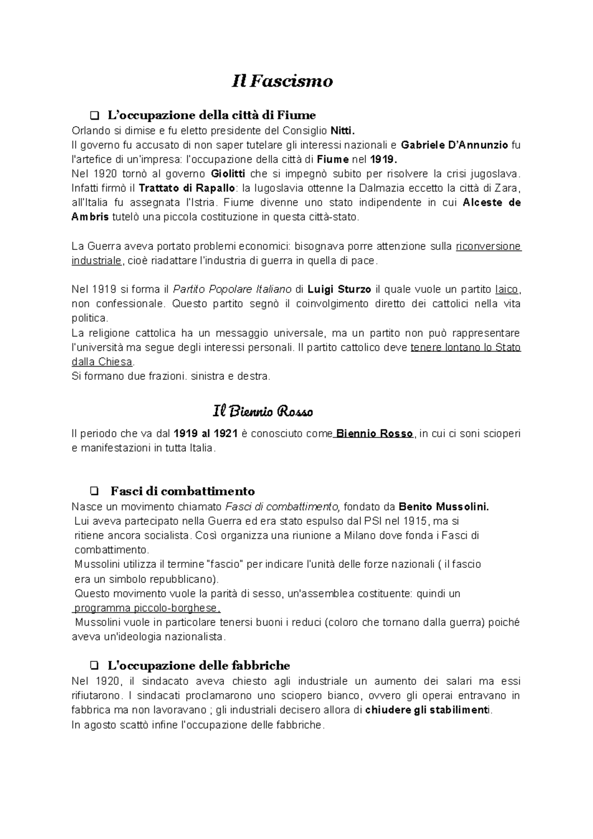 Nascita Fascismo - Il Fascismo L’occupazione della città di Fiume ...