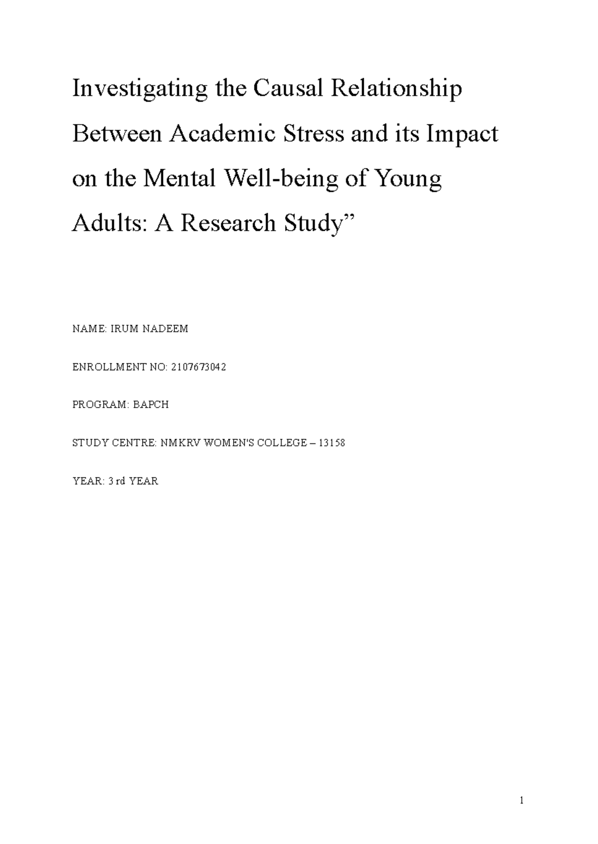 Investigating the Causal Relationship Between Academic Stress and its ...