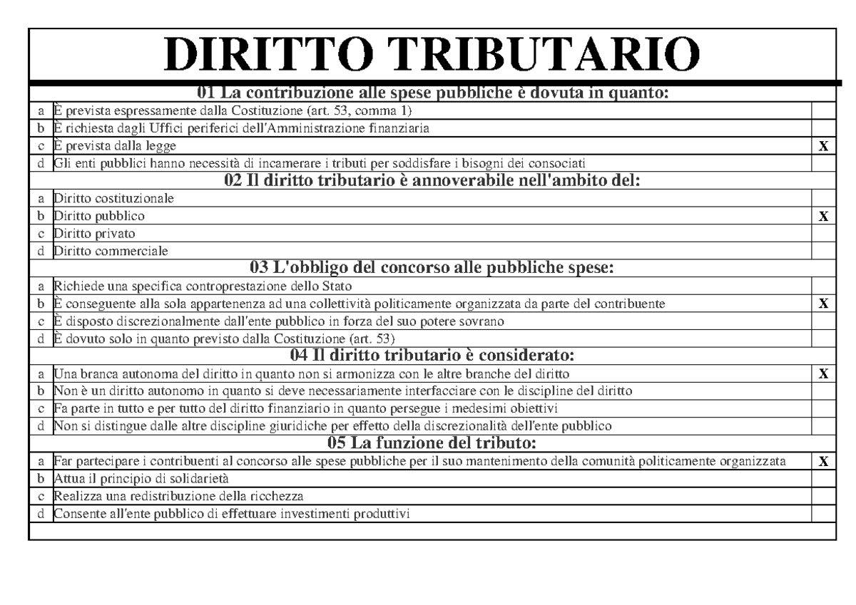 Diritto Tributario - Test Fine Lezioni - UniMercatorum - Studocu