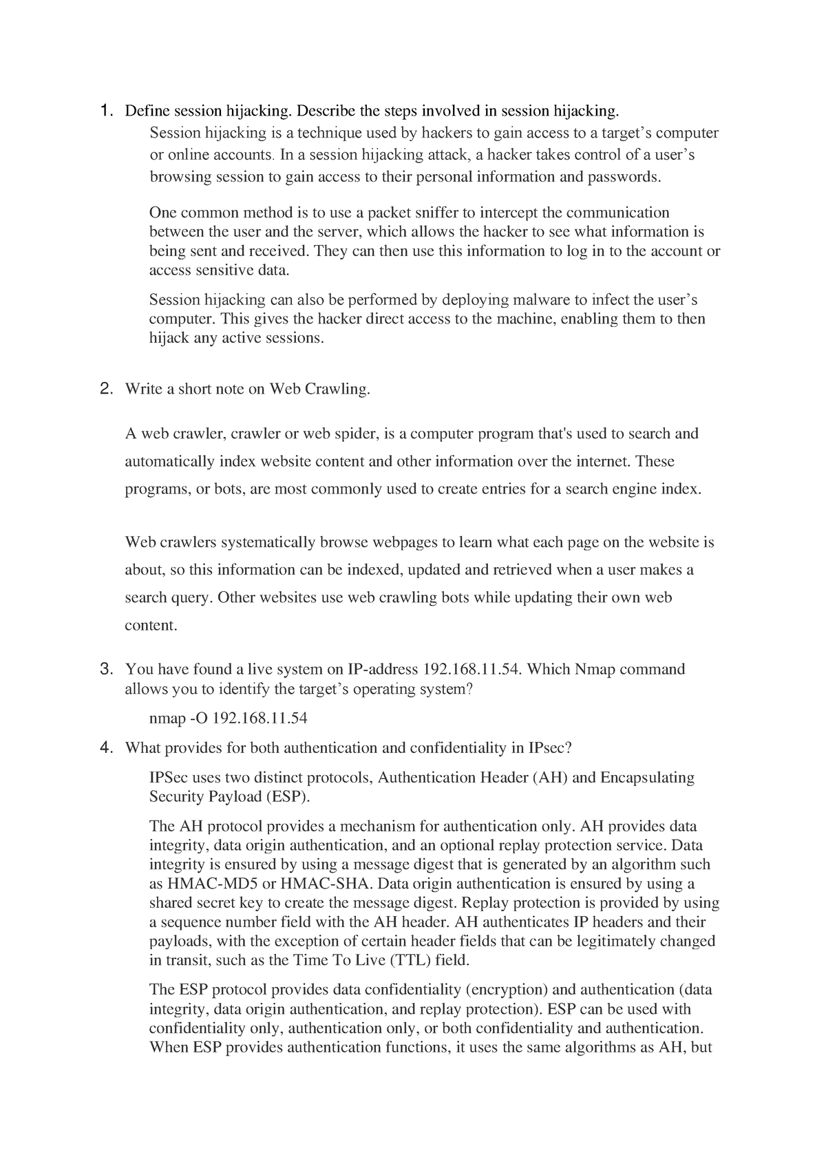 2 Marks - 1. Define Session Hijacking. Describe The Steps Involved In ...