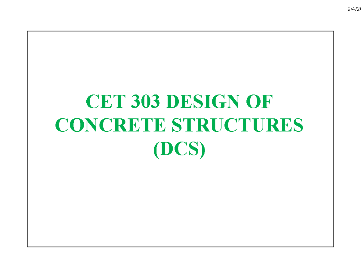 DCS Module 1 Notes - CET 303 DESIGN OF CONCRETE STRUCTURES (DCS)(DCS ...