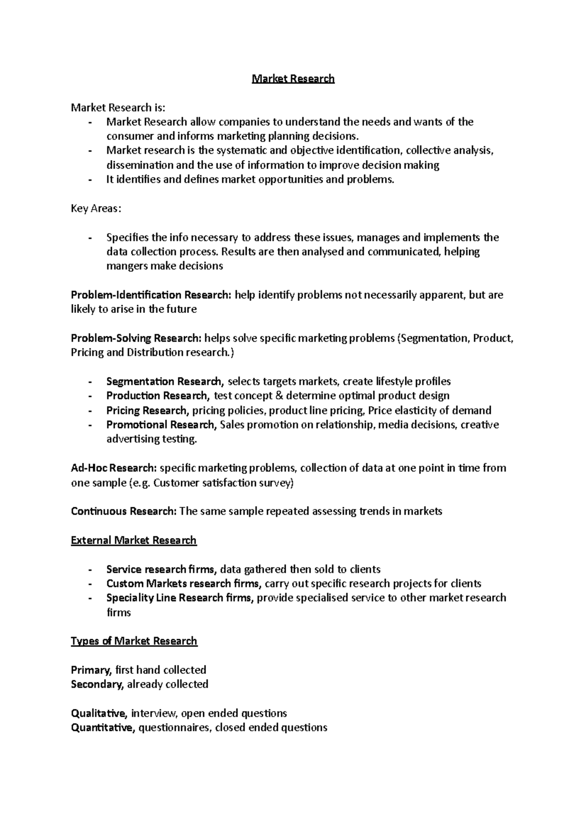Marketing - Market Research Market Research is: - Market Research allow ...