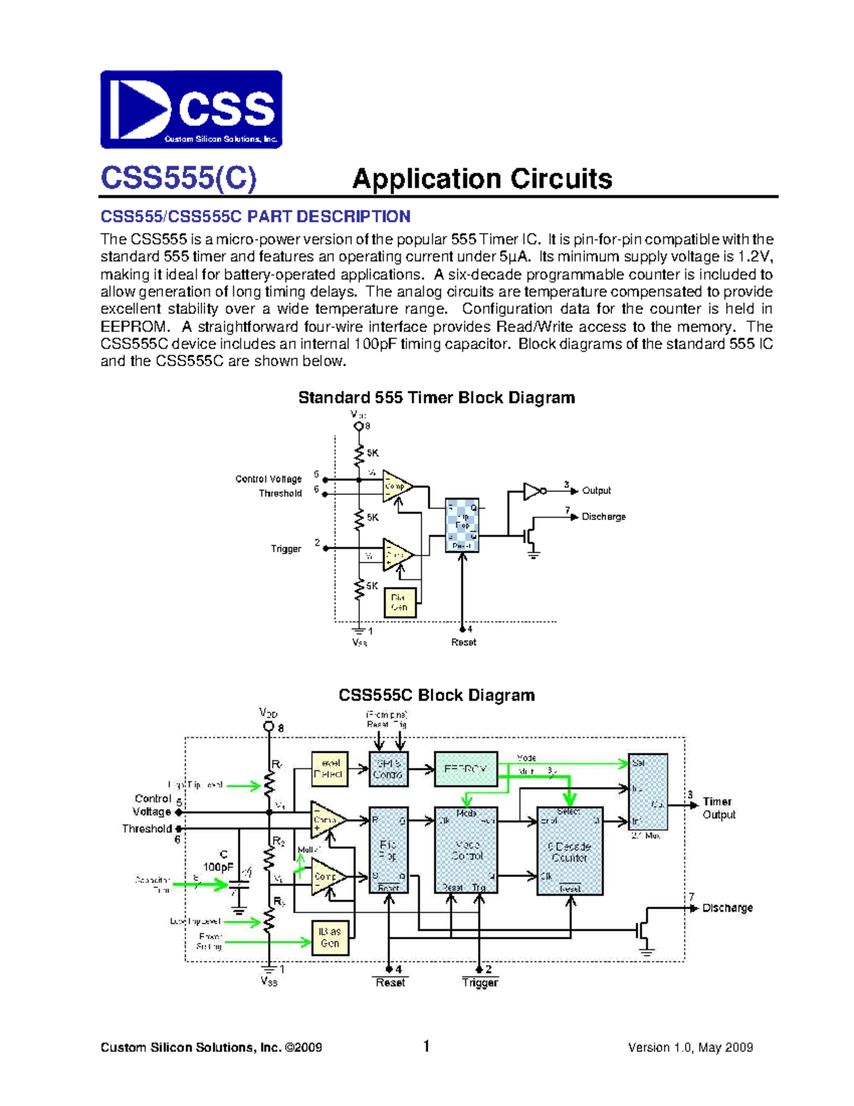 CSS555 Application Circuits - css Custom Silicon Solutions, Inc. CSS555 ...