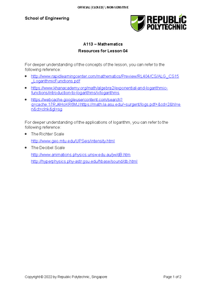 A113 MSA Revision Worksheet AY1819 Sem 1 - A113 Mid-Semester Assessment ...