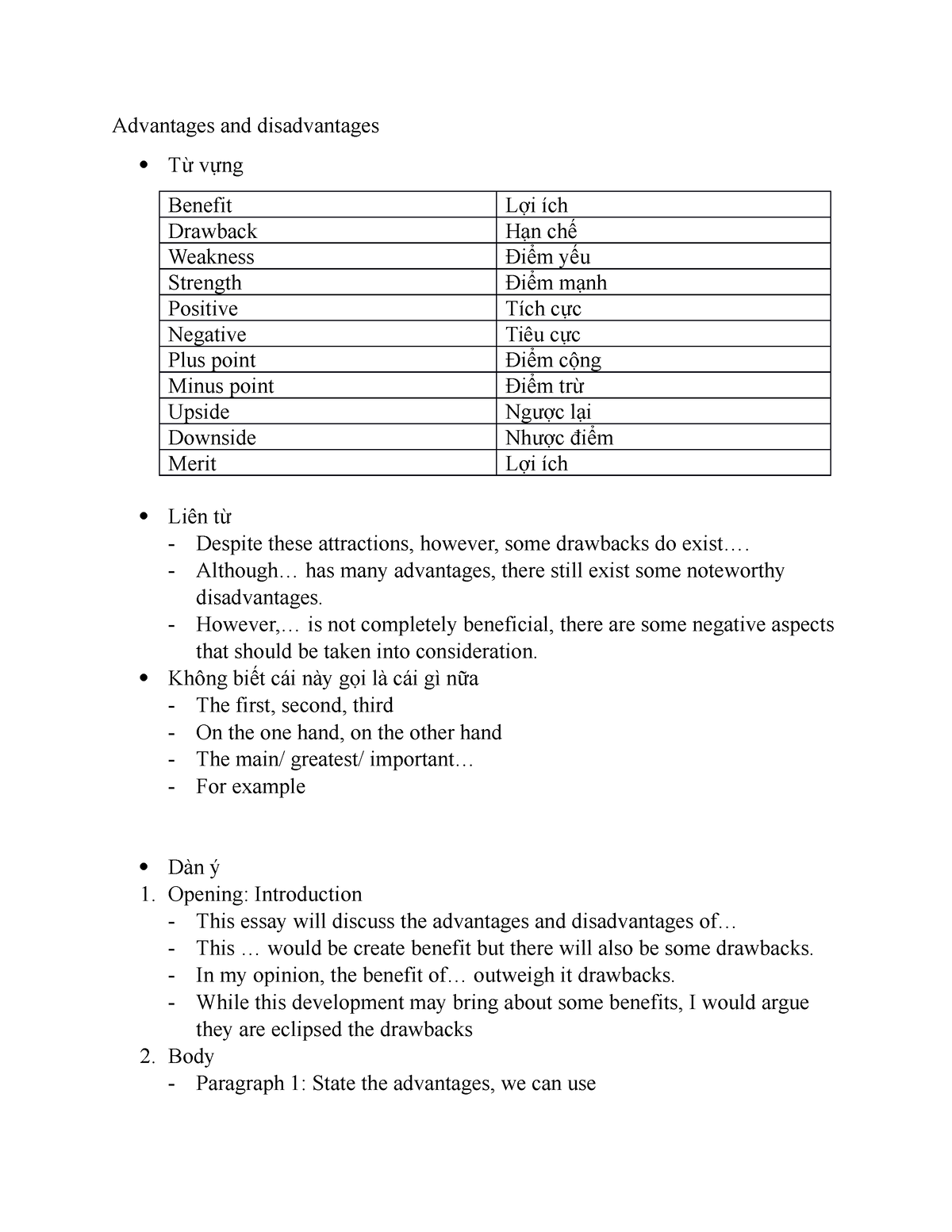 Advantages-and-disadvantages - Advantages And Disadvantages Từ Vựng ...