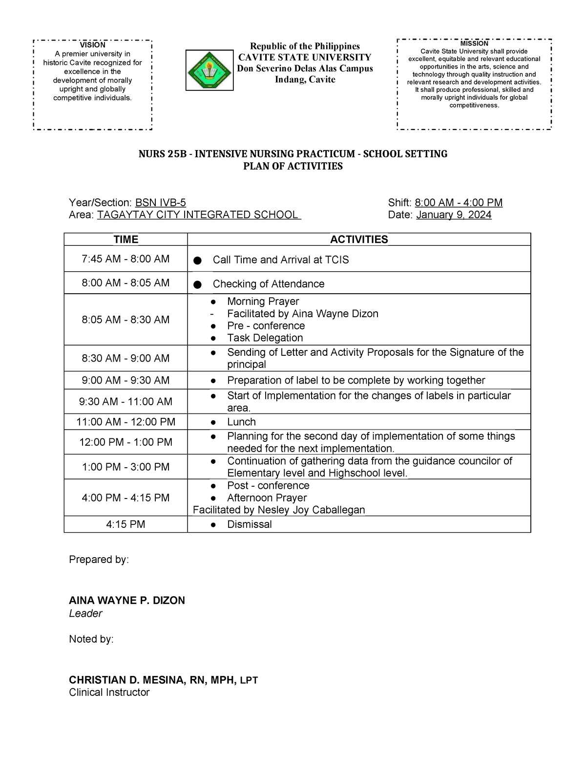 POA JAN 09 - adaa - Republic of the Philippines CAVITE STATE UNIVERSITY ...