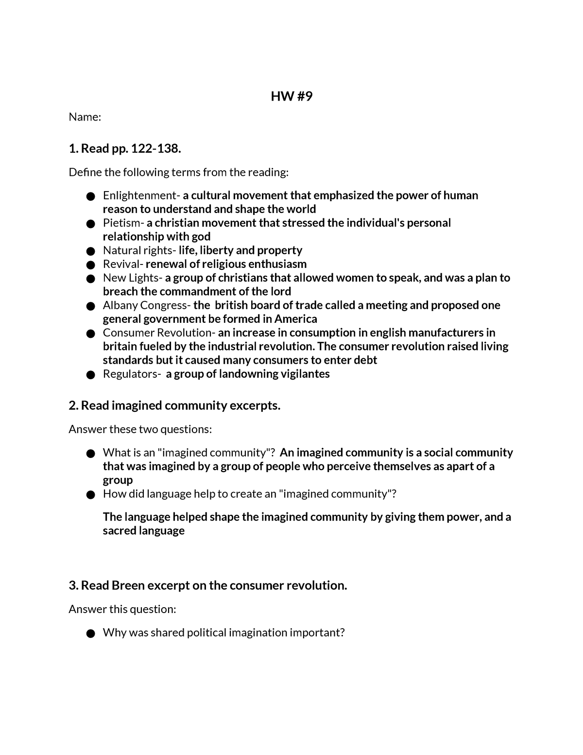 Copy Of HW #9 - HW 9 History Assignment - HW Name: 1. Read Pp. 122-138 ...