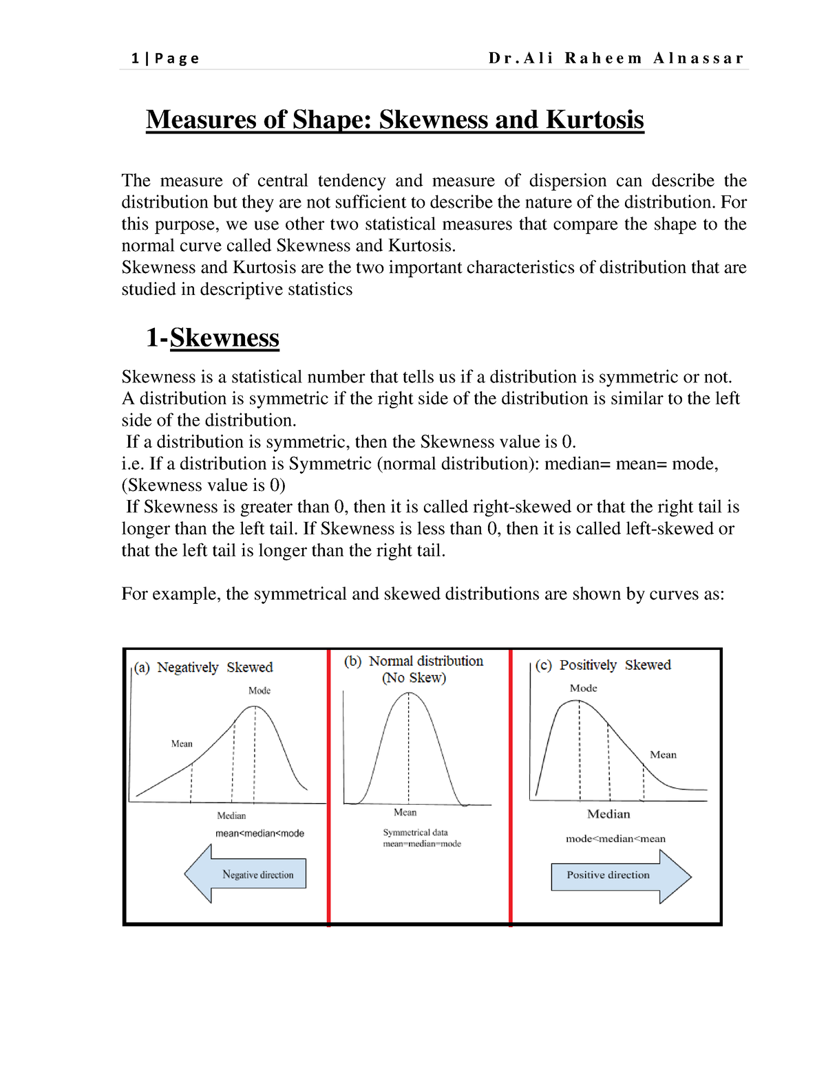 Skewness And Kurtosis Skewness And Kurtosis Measures Of Shape 